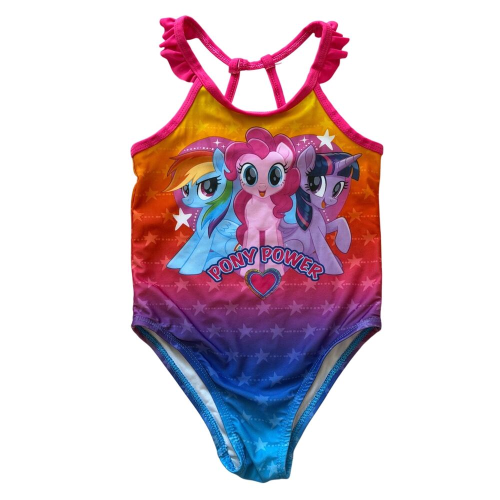 My Little Pony Movie Girls Swimsuit 4T Rainbow One Piece Pony Power Bathing Suit
